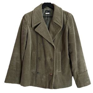 Agnes B. olive green double breasted corduroy jacket Size 40